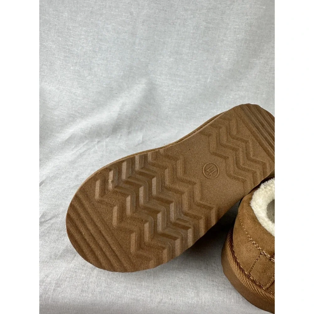 Cat & Jack Jude Brown Faux Suede Faux Fur Lined Slippers Kids Size‎ 11 NEW